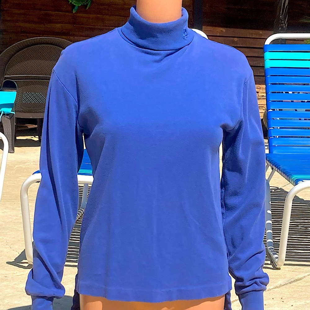 Equitails Turtleneck Riding Horse Blue Millers Drop Tail Long Sleeve